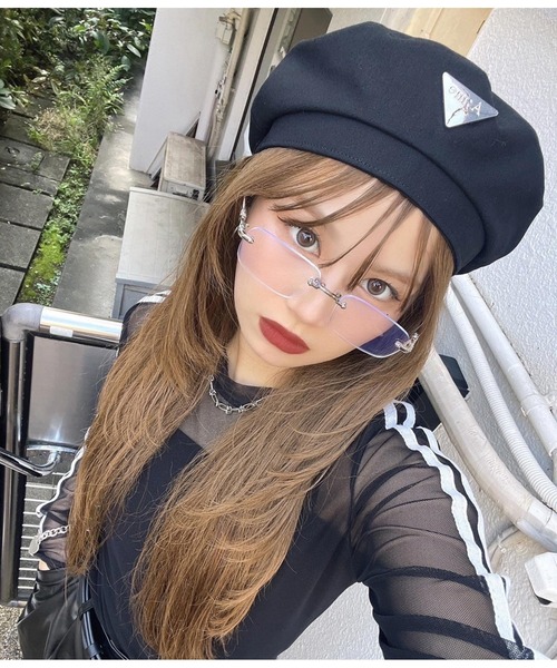 ANAP GiRL(アナップガール)の「【ティーンズライン】シルバープレート付きベレー帽(ハンチング/ベレー帽・キッズ・ホワイト/ブラック・FREE)」の19枚目の写真