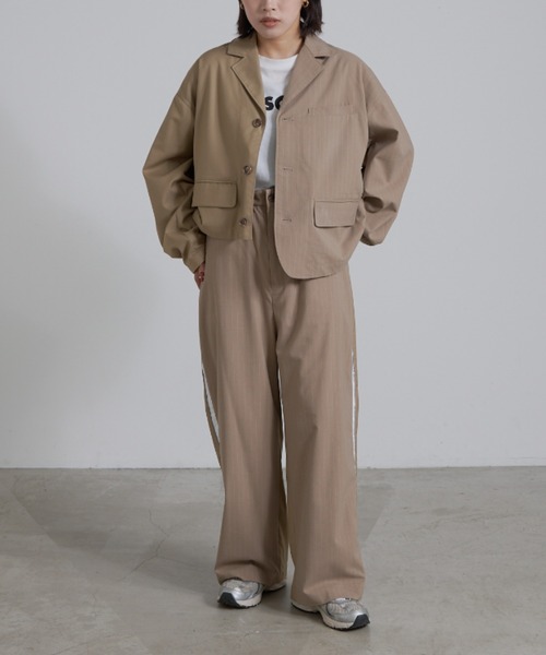 etsinta（エシンタ）の「【etsinta/エシンタ】リメイクサイドライントラウザー（スラックス・レディース・ネイビー/ベージュ・ONE SIZE）」の3枚目の写真