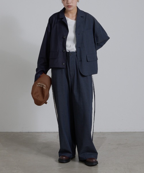 etsinta（エシンタ）の「【etsinta/エシンタ】リメイクサイドライントラウザー（スラックス・レディース・ネイビー/ベージュ・ONE SIZE）」の12枚目の写真