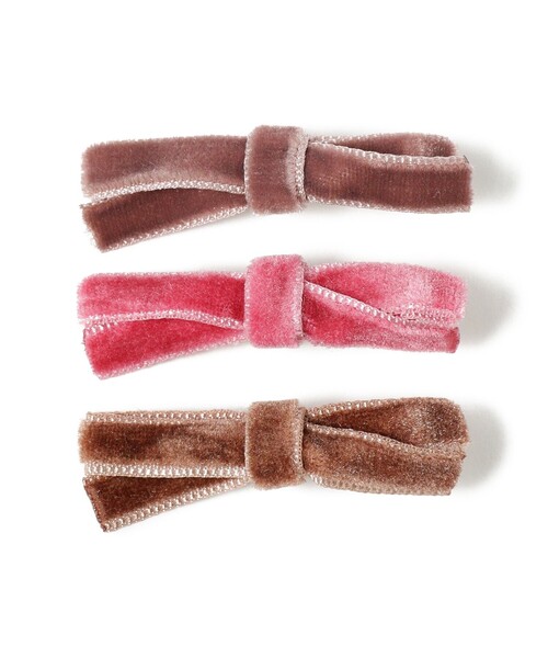 BEAMS BOY（ビームスボーイ）の「ミニ ベロア リボン 3P（ヘアピン・レディース・ブラック/ブルー/ピンク・ONE SIZE）」の6枚目の写真