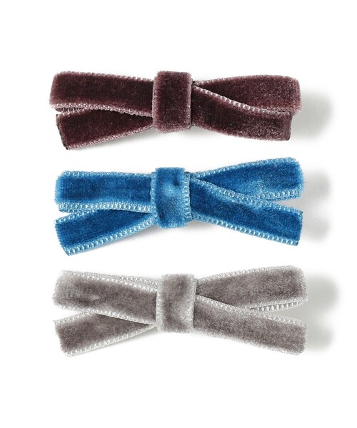 BEAMS BOY（ビームスボーイ）の「ミニ ベロア リボン 3P（ヘアピン・レディース・ブラック/ブルー/ピンク・ONE SIZE）」の9枚目の写真