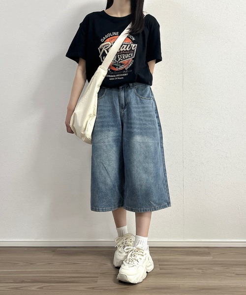 デニムワイドハーフパンツ（デニムパンツ）｜Cham.（チャム）の