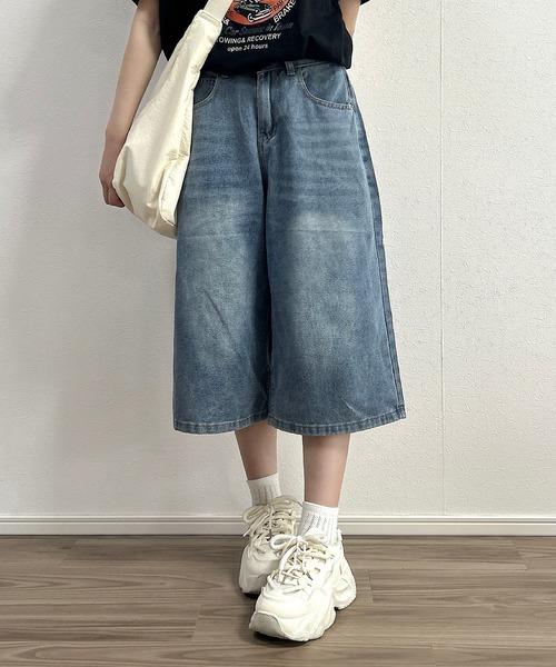 デニムワイドハーフパンツ（デニムパンツ）｜Cham.（チャム）の