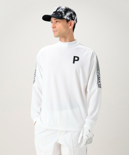 PUMA(プーマ)の「PUMA プーマ メンズ ゴルフ PC ストレッチ ジャガード テープ P ロゴ 長袖 シ(Tシャツ/カットソー・メンズ・ブラック/ネイビー/ベージュ/ホワイト系その他・XX-LARGE/SMALL/X-LARGE/LARGE/MEDIUM)」の1枚目の写真