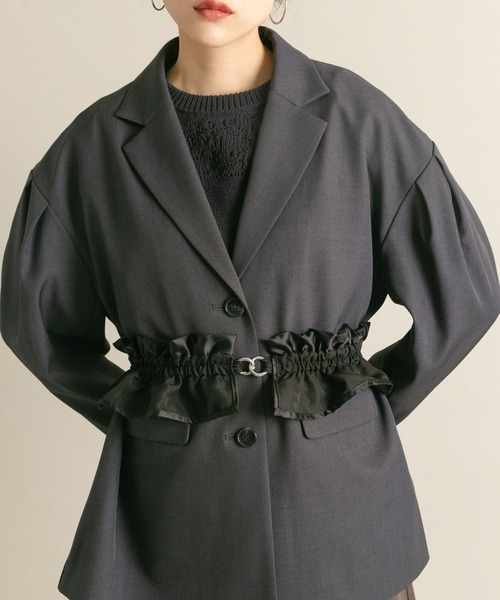 KBF（ケイビーエフ）の「フリルギャザーマルチストラップ（その他小物・レディース・アイボリー/ブラック・ONE）」の2枚目の写真