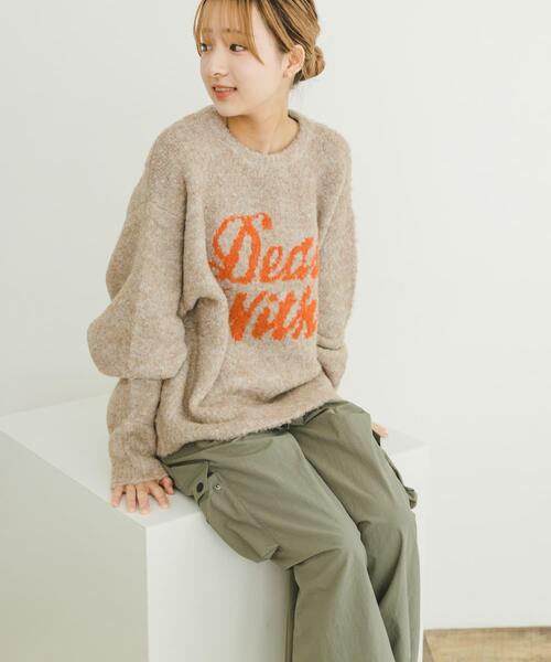 ITEMS URBANRESEARCH（アイテムズ アーバンリサーチ）の「ブークレロゴニットプルオーバー（ニット/セーター・レディース・ベージュ/グレー/ピンク・FREE）」の3枚目の写真