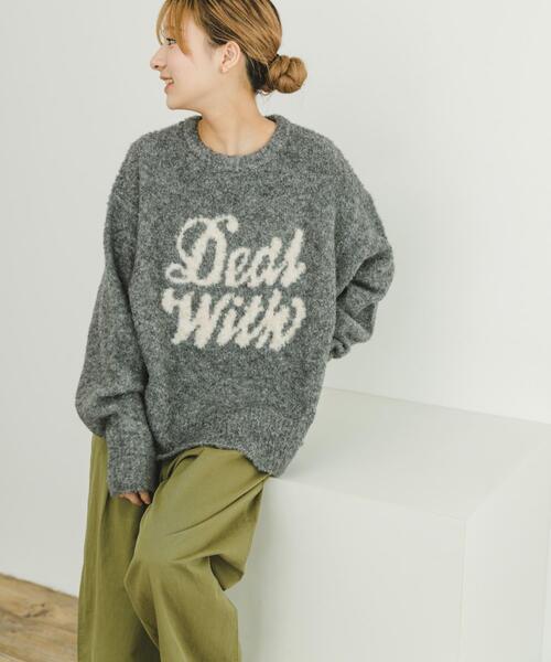 ITEMS URBANRESEARCH（アイテムズ アーバンリサーチ）の「ブークレロゴニットプルオーバー（ニット/セーター・レディース・ベージュ/グレー/ピンク・FREE）」の2枚目の写真