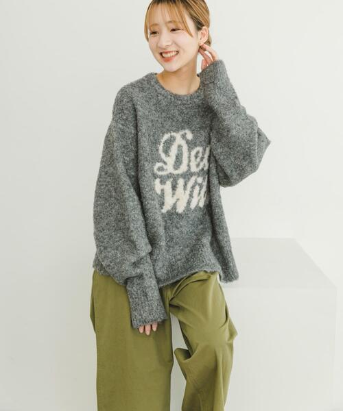 ITEMS URBANRESEARCH（アイテムズ アーバンリサーチ）の「ブークレロゴニットプルオーバー（ニット/セーター・レディース・ベージュ/グレー/ピンク・FREE）」の5枚目の写真