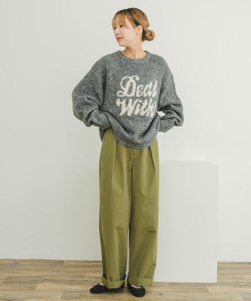 ITEMS URBANRESEARCH（アイテムズ アーバンリサーチ）の「ブークレロゴニットプルオーバー（ニット/セーター・レディース・ベージュ/グレー/ピンク・FREE）」の6枚目の写真