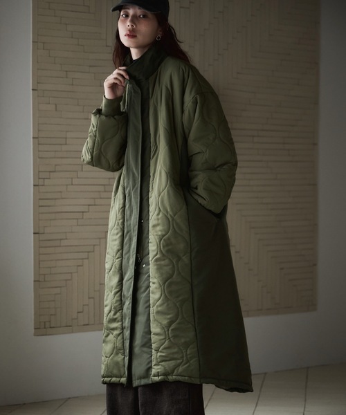 etoll. キルティング切替オフラインロングコート キルト切替スタンドロングコート｜コート・ジャケット - etoll.