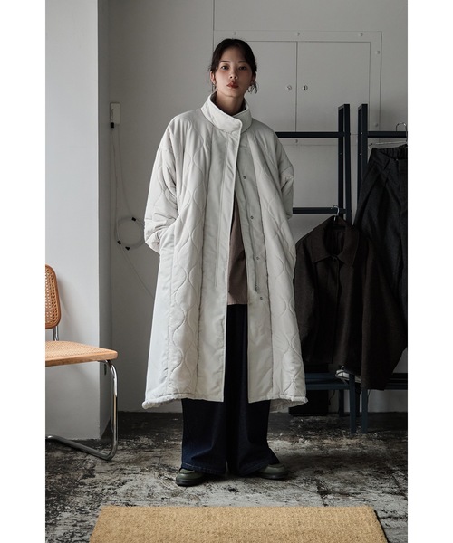 キルティング切替オフラインロングコート（ダウンジャケット/コート