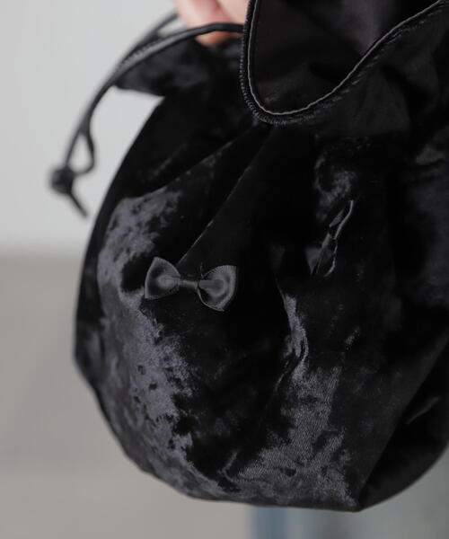 FREE'S MART(フリーズマート)の「◆プチリボン巾着バッグ(ハンドバッグ・レディース・グレー/ブラック・フリ-)」の13枚目の写真