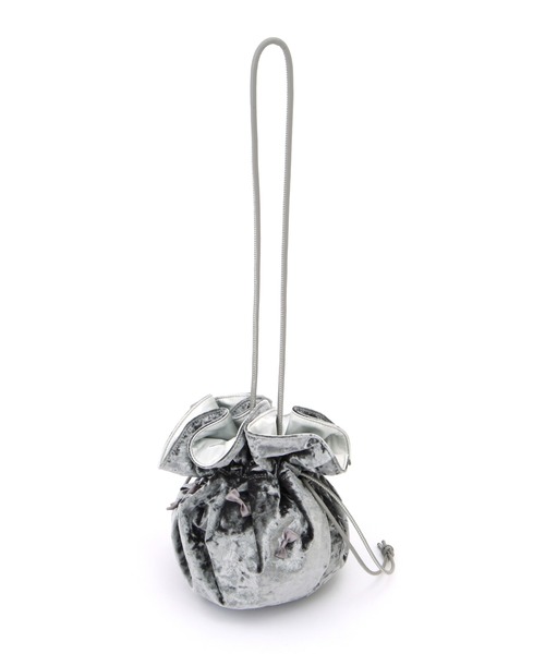 FREE'S MART(フリーズマート)の「◆プチリボン巾着バッグ(ハンドバッグ・レディース・グレー/ブラック・フリ-)」の4枚目の写真