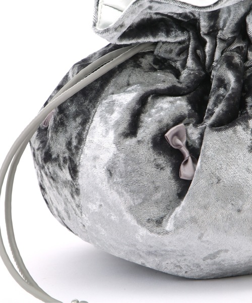 FREE'S MART(フリーズマート)の「◆プチリボン巾着バッグ(ハンドバッグ・レディース・グレー/ブラック・フリ-)」の6枚目の写真