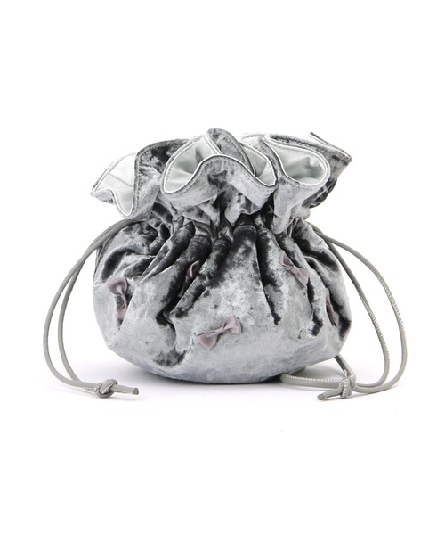 FREE'S MART(フリーズマート)の「◆プチリボン巾着バッグ(ハンドバッグ・レディース・グレー/ブラック・フリ-)」の9枚目の写真