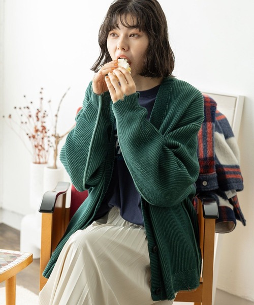 niko and...（ニコアンド）の「ホヅホヅアゼVカーディガン（カーディガン/ボレロ・レディース・アイボリー/ネイビー/パープル/グリーン・LONG/SHORT）」の11枚目の写真