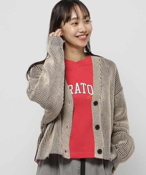 niko and...（ニコアンド）の「ホヅホヅアゼVカーディガン（カーディガン/ボレロ・レディース・アイボリー/ネイビー/パープル/グリーン・LONG/SHORT）」の15枚目の写真