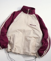front embroidery raglan sleeves nylon jacket/フロント刺繍 ラグランスリーブ ナイロンジャケット レディース メンズ