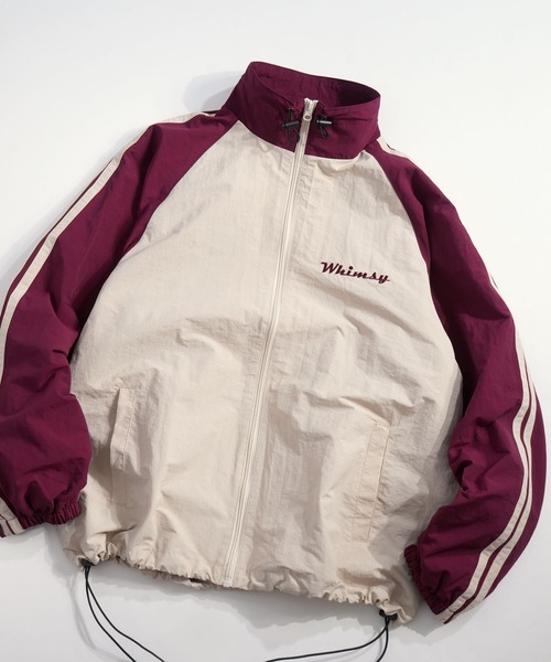 Ritzy(リッツィー)の「front embroidery raglan sleeves nylon jacket/フロント刺繍 ラグランスリーブ ナイロンジャケット レディース メンズ(ナイロンジャケット・メンズ・オフホワイト/グレー/チャコール・L/M/XL)」の2枚目の写真