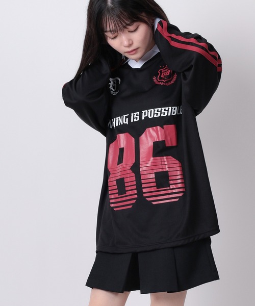 SlashDate(スラッシュデイト)の「【82】ユニフォームデザイン ロングスリーブTシャツ/ゲームシャツ/ユニセックス(Tシャツ/カットソー・レディース・ブラック/オフホワイト/ブラック系その他/ホワイト/ネイビー/ダークブルー/ホワイト系/ブラック系/ネイビー系/グレー系/ブラック系1・M/L)」の12枚目の写真