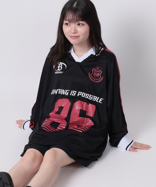 SlashDate(スラッシュデイト)の「【82】ユニフォームデザイン ロングスリーブTシャツ/ゲームシャツ/ユニセックス(Tシャツ/カットソー・レディース・ブラック/オフホワイト/ブラック系その他/ホワイト/ネイビー/ダークブルー/ホワイト系/ブラック系/ネイビー系/グレー系/ブラック系1・M/L)」の16枚目の写真