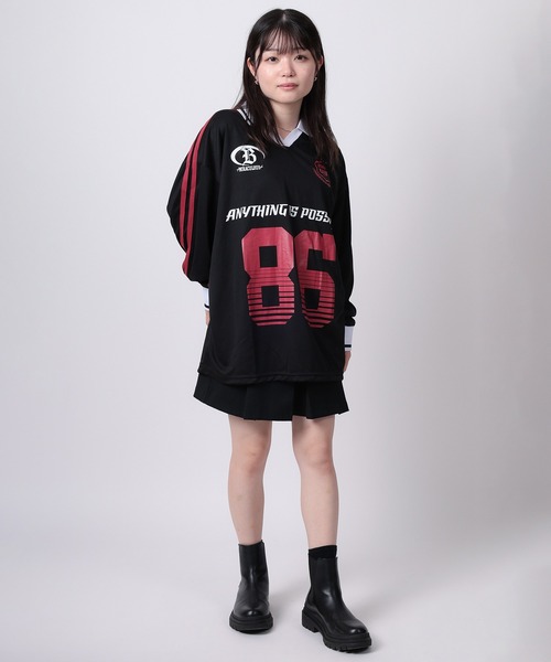 SlashDate(スラッシュデイト)の「【82】ユニフォームデザイン ロングスリーブTシャツ/ゲームシャツ/ユニセックス(Tシャツ/カットソー・レディース・ブラック/オフホワイト/ブラック系その他/ホワイト/ネイビー/ダークブルー/ホワイト系/ブラック系/ネイビー系/グレー系/ブラック系1・M/L)」の17枚目の写真