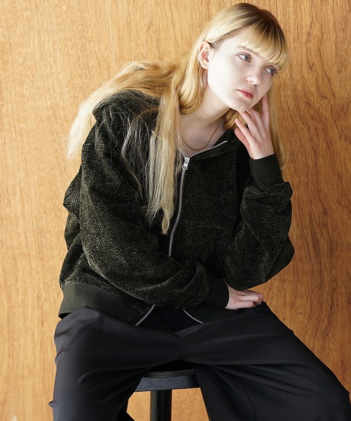 MinoriTY（マイノリティ）の「【MinoriTY】ヘビーウェイトコーデュロイダブルジップフードパーカー メンズ フーディー ショート丈 短丈 ジップアップ セットアップ対応 ベロアライク ウィメンズ ユニセックス 春服（パーカー・メンズ・グレー/ブラック/ネイビー/ベージュ/カーキ/ブラウン・FREE/M/L）」の16枚目の写真