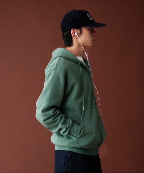 Adoon plain（アドーンプレーン）の「LEAF LOGO FULL GIP HOODIE ／リーフロゴフルジップフーディ（パーカー・メンズ・ライトグリーン/アッシュグレー/杢グレー・MEDIUM/LARGE）」の15枚目の写真