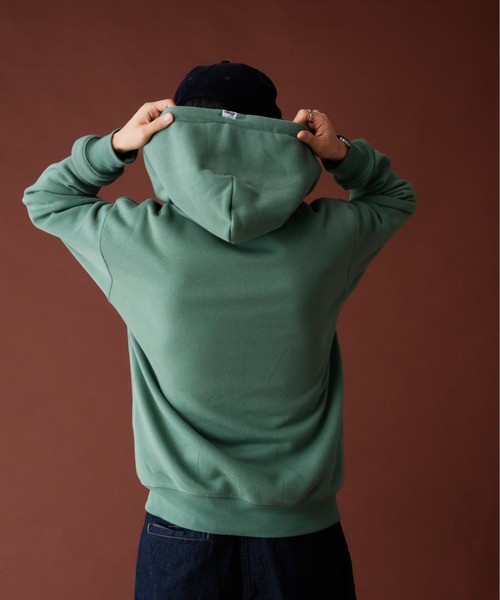 Adoon plain（アドーンプレーン）の「LEAF LOGO FULL GIP HOODIE ／リーフロゴフルジップフーディ（パーカー・メンズ・ライトグリーン/アッシュグレー/杢グレー・MEDIUM/LARGE）」の16枚目の写真