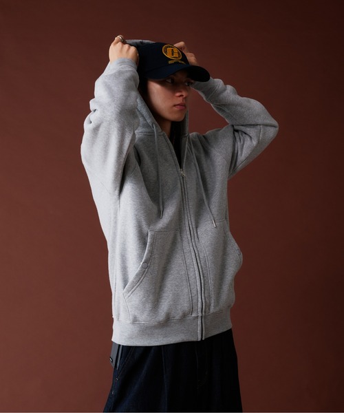 Adoon plain（アドーンプレーン）の「LEAF LOGO FULL GIP HOODIE ／リーフロゴフルジップフーディ（パーカー・メンズ・ライトグリーン/アッシュグレー/杢グレー・MEDIUM/LARGE）」の11枚目の写真