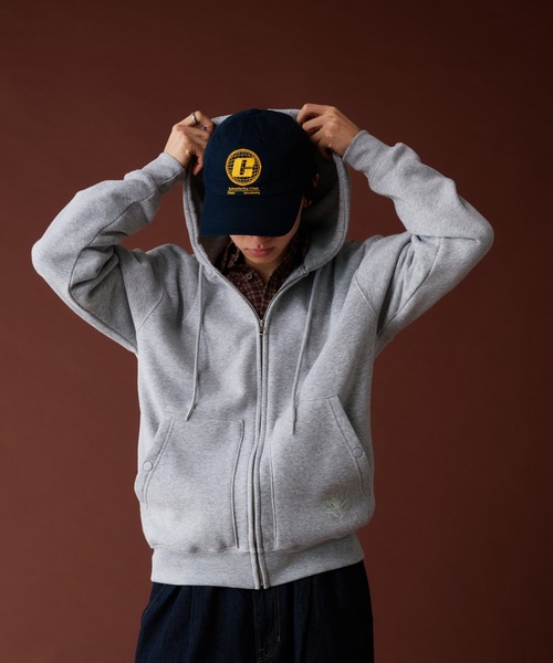 Adoon plain（アドーンプレーン）の「LEAF LOGO FULL GIP HOODIE ／リーフロゴフルジップフーディ（パーカー・メンズ・ライトグリーン/アッシュグレー/杢グレー・MEDIUM/LARGE）」の9枚目の写真