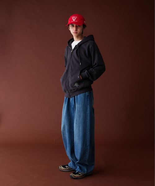 Adoon plain（アドーンプレーン）の「LEAF LOGO FULL GIP HOODIE ／リーフロゴフルジップフーディ（パーカー・メンズ・ライトグリーン/アッシュグレー/杢グレー・MEDIUM/LARGE）」の21枚目の写真