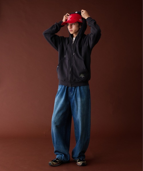 Adoon plain（アドーンプレーン）の「LEAF LOGO FULL GIP HOODIE ／リーフロゴフルジップフーディ（パーカー・メンズ・ライトグリーン/アッシュグレー/杢グレー・MEDIUM/LARGE）」の20枚目の写真