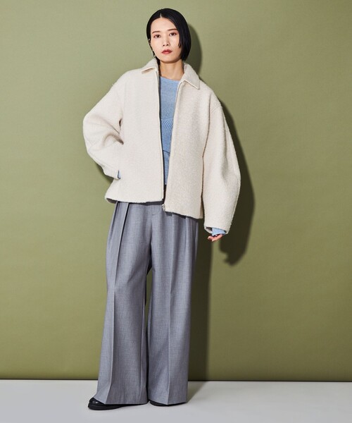 CITEN（シテン）の「＜CITEN＞エリツキジップブルゾン（ブルゾン・レディース・オフホワイト/ダークグレー・FREE）」の4枚目の写真