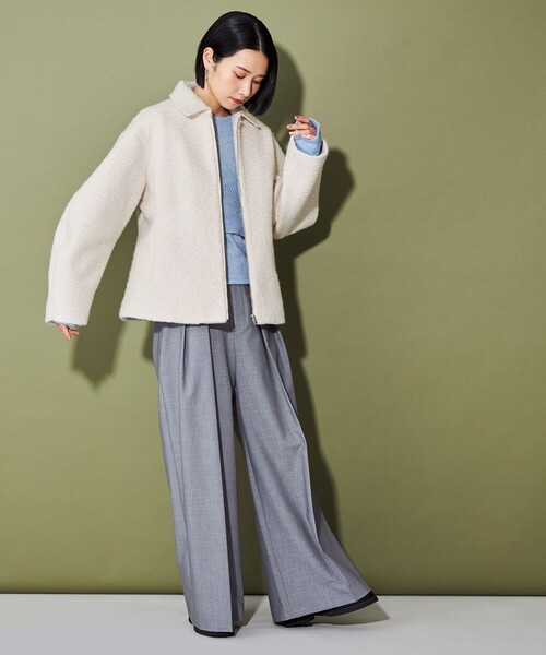 CITEN（シテン）の「＜CITEN＞エリツキジップブルゾン（ブルゾン・レディース・オフホワイト/ダークグレー・FREE）」の5枚目の写真