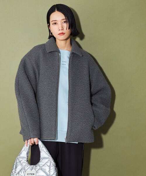 CITEN（シテン）の「＜CITEN＞エリツキジップブルゾン（ブルゾン・レディース・オフホワイト/ダークグレー・FREE）」の6枚目の写真