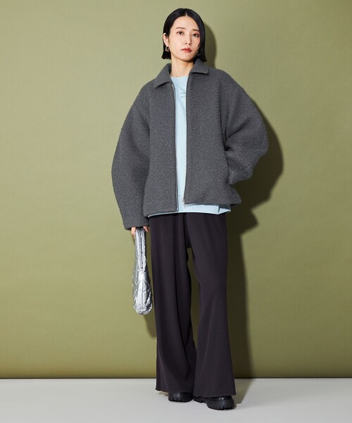 CITEN（シテン）の「＜CITEN＞エリツキジップブルゾン（ブルゾン・レディース・オフホワイト/ダークグレー・FREE）」の7枚目の写真