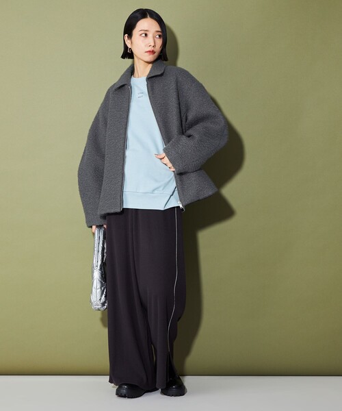 CITEN（シテン）の「＜CITEN＞エリツキジップブルゾン（ブルゾン・レディース・オフホワイト/ダークグレー・FREE）」の8枚目の写真