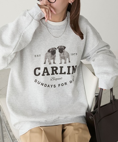 GILDAN（ギルダン）の「GILDAN アソートロゴ オーバーサイズ裏起毛スウェットプルオーバー（スウェット・レディース・チャコールグレー/レッド/ブラック/ネイビー/アッシュグレー/オフホワイト/杢グレー/トップグレー/ブラウン・L/M/S）」の5枚目の写真