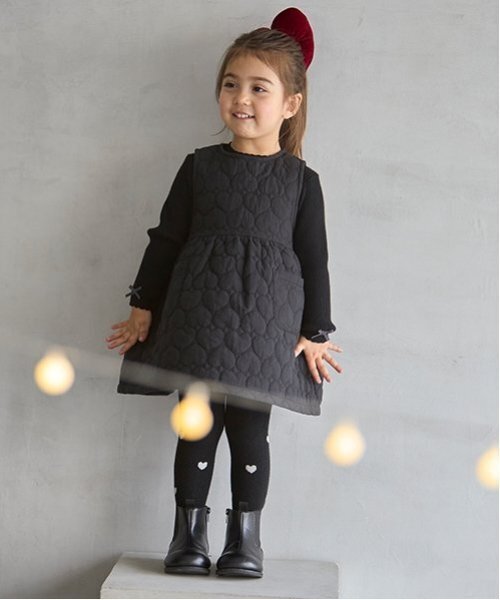 petit main（プティマイン）の「ハートタイツ（タイツ/ストッキング・キッズ・アイボリー/ライトピンク/ブラック・90cm/100cm/110cm/120cm/130cm）」の4枚目の写真