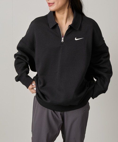 NIKE(ナイキ)の「【NIKE】オーバーサイズド フェニックスフリース 1/4ジップ ポロ 長袖 ウィメンズ(スウェット・レディース・ブラック/モスグリーン/ホワイト系その他7・M/L/S)」の18枚目の写真