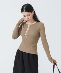 henry neck rib knit