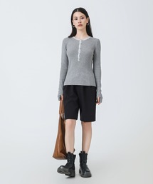 henry neck rib knit
