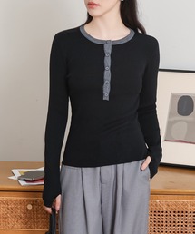henry neck rib knit