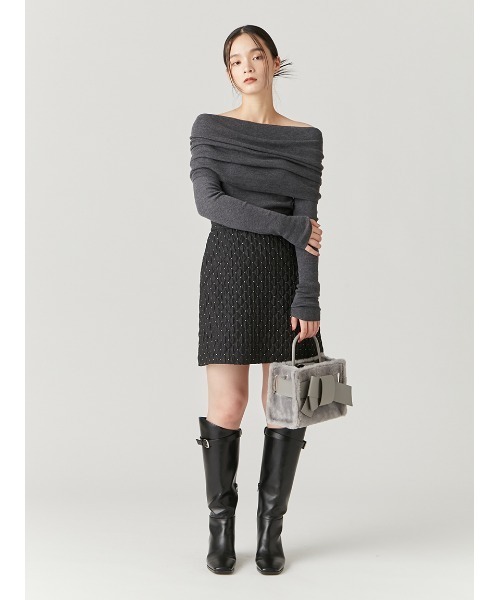 FRAY I.D（フレイアイディー）の「【Holiday】ファーリボンミドルバッグ（ショルダーバッグ・レディース・ホワイト/ピンク/グレー・FREE）」の17枚目の写真