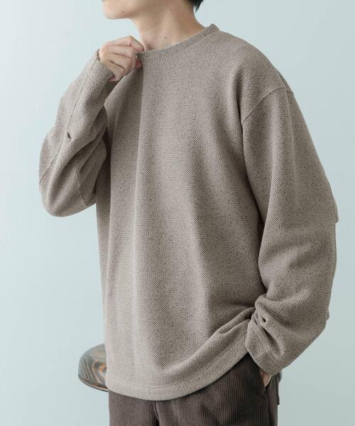 ITEMS URBANRESEARCH(アイテムズ アーバンリサーチ)の「粗針WAFFLE裏起毛クルーネック トップス(スウェット・メンズ・オートミール/チャコールグレー/グレー系その他・MEDIUM/LARGE)」の1枚目の写真