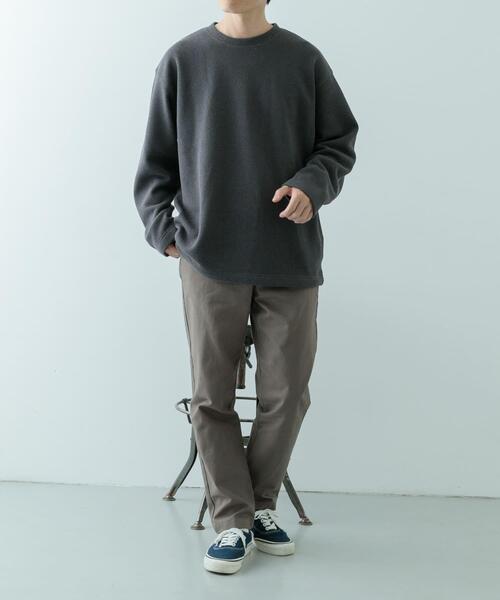 ITEMS URBANRESEARCH(アイテムズ アーバンリサーチ)の「粗針WAFFLE裏起毛クルーネック トップス(スウェット・メンズ・オートミール/チャコールグレー/グレー系その他・MEDIUM/LARGE)」の9枚目の写真
