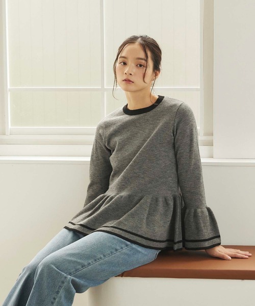 RED Valentino ぺプラムニット　半袖　バイカラー　XS バイカラーペプラムニットカーディガン 36-1455｜40代 50代 60代