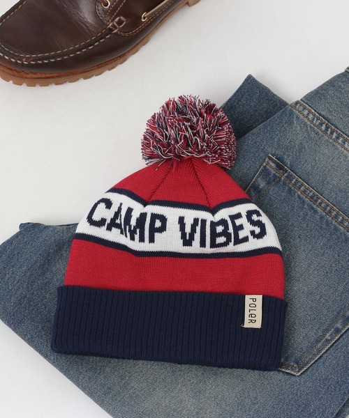 POLeR(ポーラー)の「【POLeR/ポーラー】ロゴニット帽/ビーニー(ニットキャップ/ビーニー・メンズ・ダークグレー/ブラック/ライトブルー・FREE)」の1枚目の写真