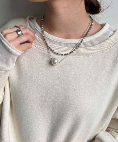 DouDou（ドゥドゥ）の「1粒ビッグパールロングネックレス（ネックレス・レディース・シルバー/ゴールド・FREE）」の3枚目の写真